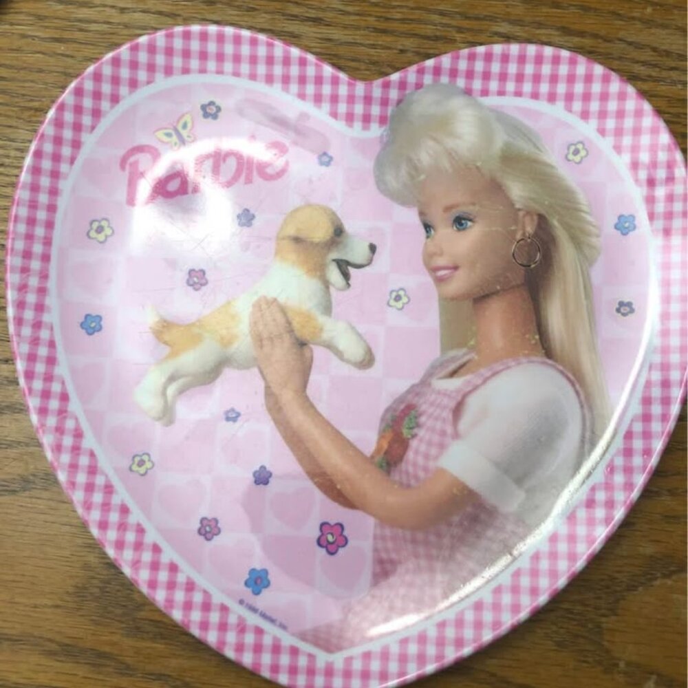 Barbie heart shaped plate, Barbie plate, 90s Barbie plate, heart plate